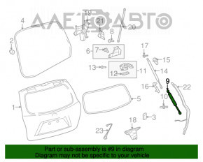 Амортизатор скла дверей багажника правий Toyota Highlander 08-13