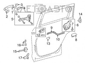 Механизм ручки двери задней правой Toyota Highlander 14-19