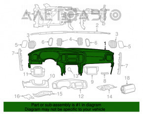 Торпедо передня панель без AIRBAG Dodge Charger 15-20 рест черн 3.6