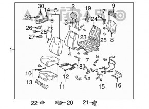 Пасажирське сидіння Lexus RX350 RX450h 10-15 без Airbag, шкіра беж