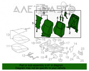 Пассажирское сидение Toyota Prius 30 10-15 без airbag, велюр серое