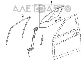 Уплотнитель стекла передний левый Honda Accord 13-17