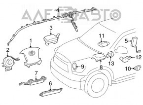 Подушка безопасности airbag колени водителя Toyota Sequoia 08-16 черн