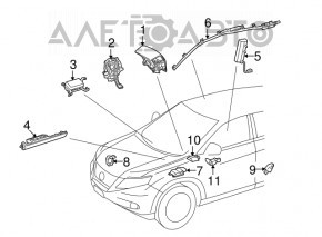 Подушка безопасности airbag колен водительская левая Lexus RX350 RX450h 10-15 беж,ржав пиропатр