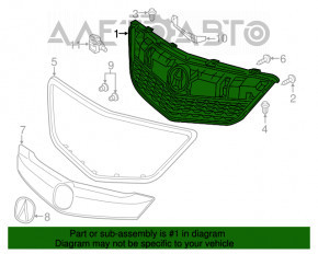 Ос решетки радиатора grill Acura MDX 14-16 дорест