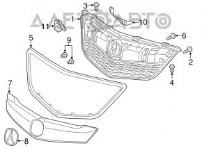 Молдинг решетки радиатора grill Acura MDX 14-16 дорест