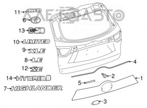 Емблема напис LIMITED двері багажника Toyota Highlander 14-19