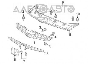 Эмблема решетки радиатора Honda Accord 13-17 новый OEM оригинал