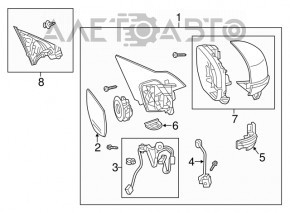 Зеркало боковое правое Honda Accord 13-15 12 пинов, камера