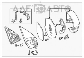 Дзеркало бокове ліве Acura MDX 14-16 14 пінів, затемнення, поворотник, срібло
