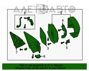 Зеркало боковое левое Acura MDX 14-16 14 пинов, затемнение, поворотник, серебро