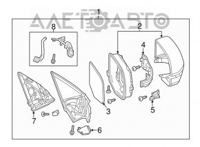 Дзеркало бокове ліве Acura MDX 14-16 14 пінів, затемнення, поворотник, срібло