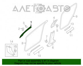 Накладка передньої стійки верхня права Nissan Murano z52 15-18 сіра Bose