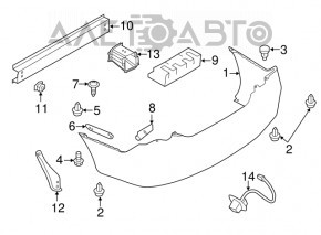 Пыльник заднего бампера внутрен прав Nissan Versa 12-19 usa