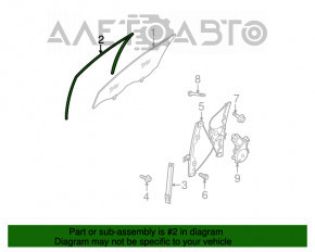 Ущільнювач скла передній лівий Nissan Rogue 07-12