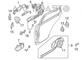 Механизм ручки двери задней правой Nissan Murano z50 03-08