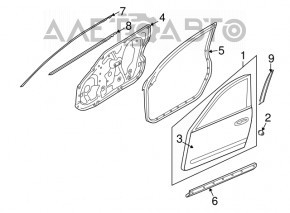 Уплотнитель двери передней левой Infiniti G25 G35 G37 4d 06-14