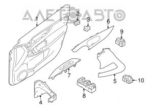 Обшивка дверей картка перед правим Nissan Rogue 14-20 черн