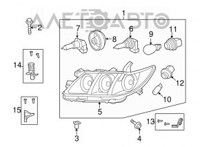 Фара передняя правая Toyota Camry v40 07-09 голая, hybrid Галоген