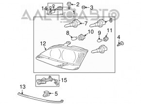 Фара передняя правая голая Lexus RX300 98-03 USA галоген дорест черная