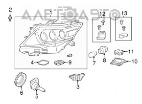 Фара передняя левая в сборе Lexus RX450h 13-15 рест LED