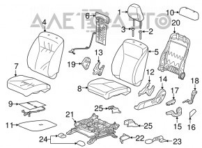 Водійське сидіння Honda HR-V 16-22 без airbag, механічне, ганчірка сіра, топляк