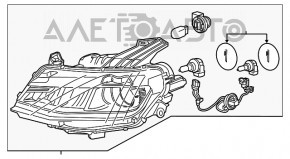 Фара передняя правая голая Chevrolet Camaro 16- галоген