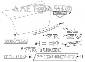 Молдинг крышки багажника Nissan Sentra 13-17 хром без камеры