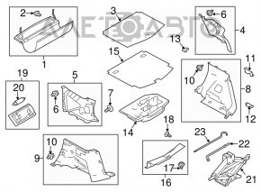 Пол багажника Nissan Versa Note 13-19 низ черный