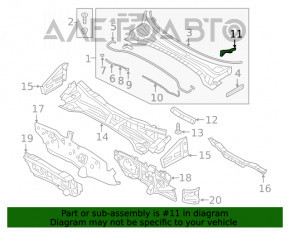 Уплотнитель решетки дворников правый Hyundai Tucson 16-20 новый OEM оригинал