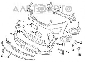 Бампер передний голый верхняя часть Kia Sorento 16-18 дорест, usa, красный, треснут, сломано крепление