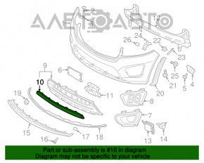 Нижня решітка переднього бампера Kia Sorento 16-18 дорест під цілісний бампер без круїзу