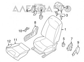 Пасажирське сидіння Nissan Sentra 13-19 без airbag, механіч, ганчірка чорн