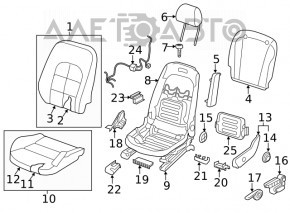 Водительское сидение Infiniti QX30 17- c airbag, электро, кожа черн, потерта кожа