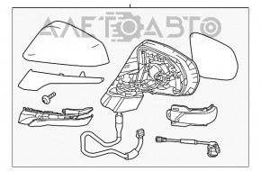 Зеркало боковое правое Lexus RX350 RX450h 16-22 10 пинов, поворотник, подогрев, без крышки, сломано крепление, затерт хром