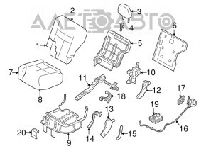 Задній ряд сидінь 2 ряд Nissan Murano z52 15- ганчірка чорн
