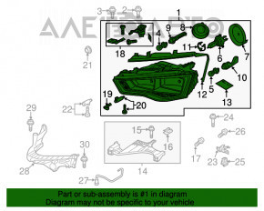 Фара передняя правая голая Audi A4 B8 13-16 рест галоген