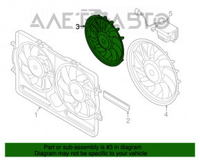 Вентилятор охолодження правий Audi Q5 8R 09-17 2.0T, hybrid малий