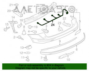 Проводка заднего бампера Audi Q5 8R 09-12 дорест, под парктроники