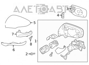 Зеркало боковое правое Subaru Forester 19- SK 7 пинов, BSM, подогрев, структура