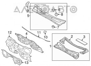 Решетка дворников пластик Subaru Outback 15-19