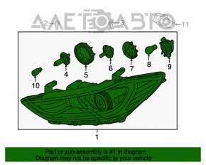 Фара передняя левая в сборе Hyundai Elantra AD 17-18 дорест LED