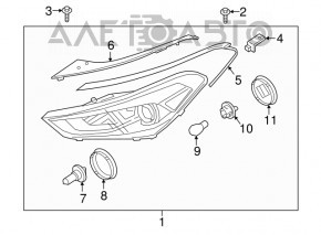 Фара передня права гола Hyundai Tucson 16-18 дорест галоген, зламані кріплення, павутинка