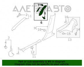 Накладка центральної стійки верхня ремінь права Subaru Forester 19- SK сіра, подряпини