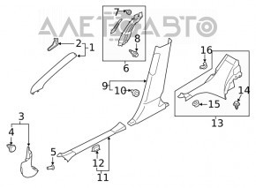 Накладка центральної стійки верхня ремінь права Subaru Forester 19- SK сіра