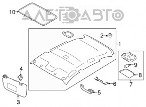 Обшивка потолка Subaru Impreza 5d 17- без люка серая, надрывы, тычки