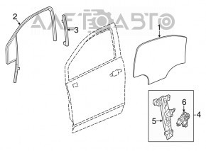 Напрямна скло дверей передньої лев Buick Encore 13-16