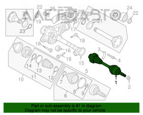 Привід піввісь перед левом Porsche Cayenne 958 11-17 3.6 4.8 Turbo