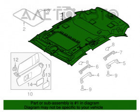 Обшивка потолка Porsche Cayenne 958 11-14 под панораму алькант черн