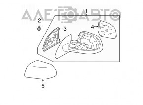 Зеркало боковое правое Nissan Leaf 11-12 3 пина, черное, царапины